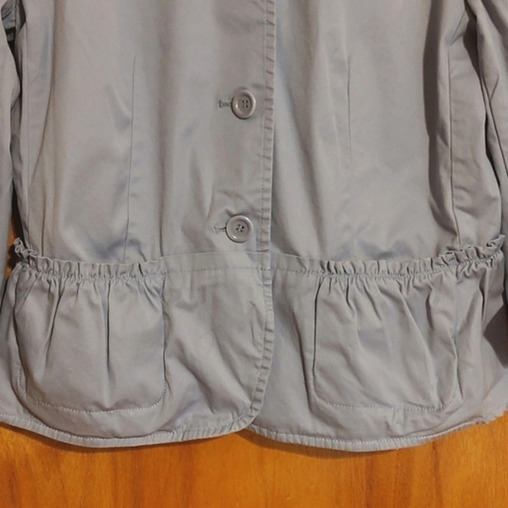 Talbots Peplum Jacket Pastel Blue Buttoned Stretch Ruffle 10 *Flaw, Please Read* - Picture 3 of 9